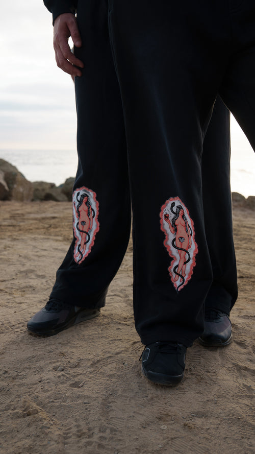 Starters Gulag Pant in black, both legs with graphic