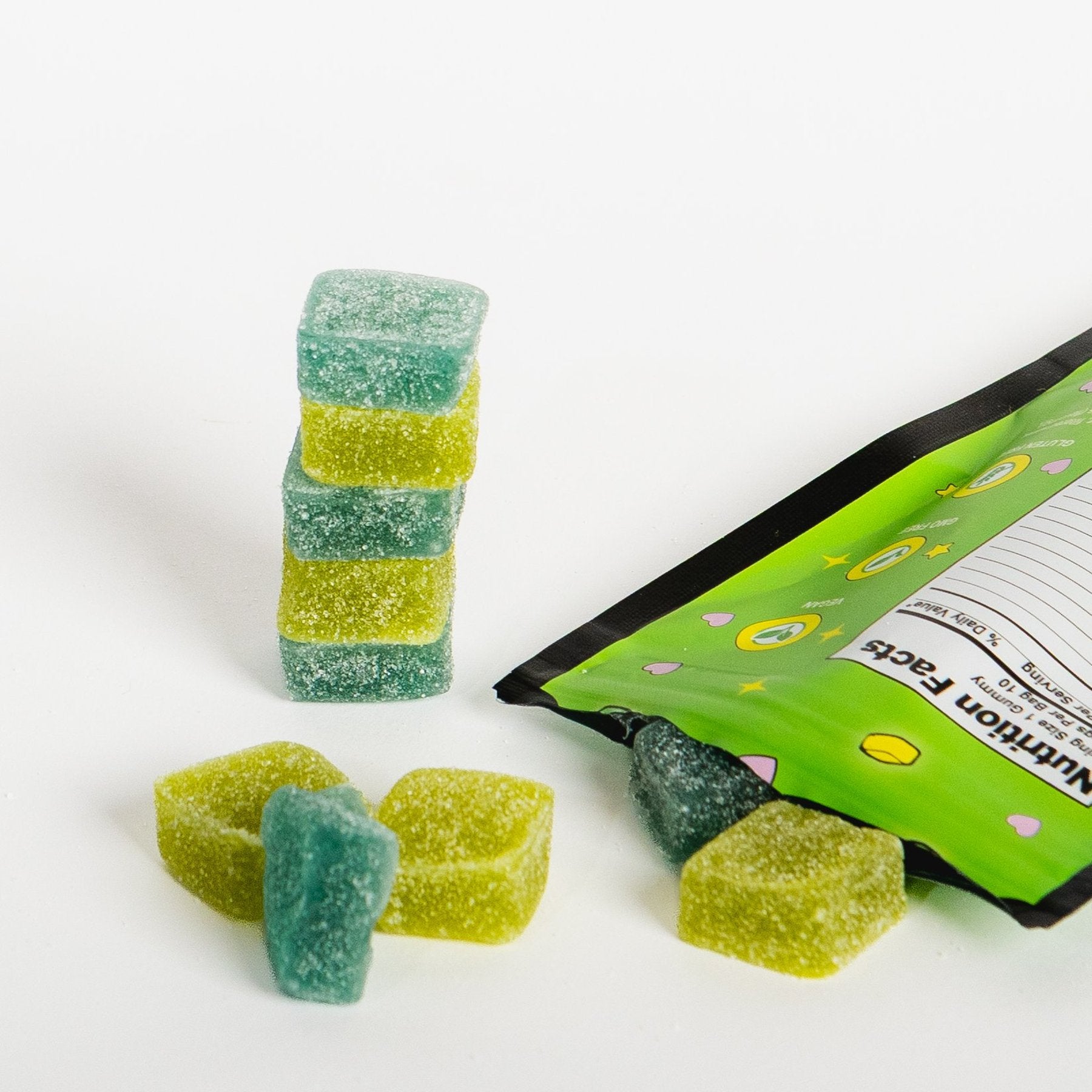 Sour Mix gummies spilling from open bag