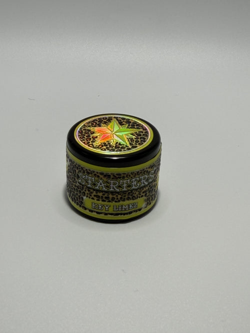 Starters Cold Cure Rosin Key Limez jar with leopard print label