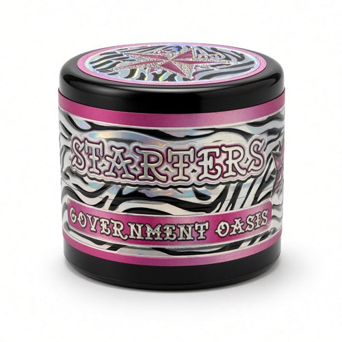 Starters Cold Cure Rosin Government Oasis jar with zebra print label