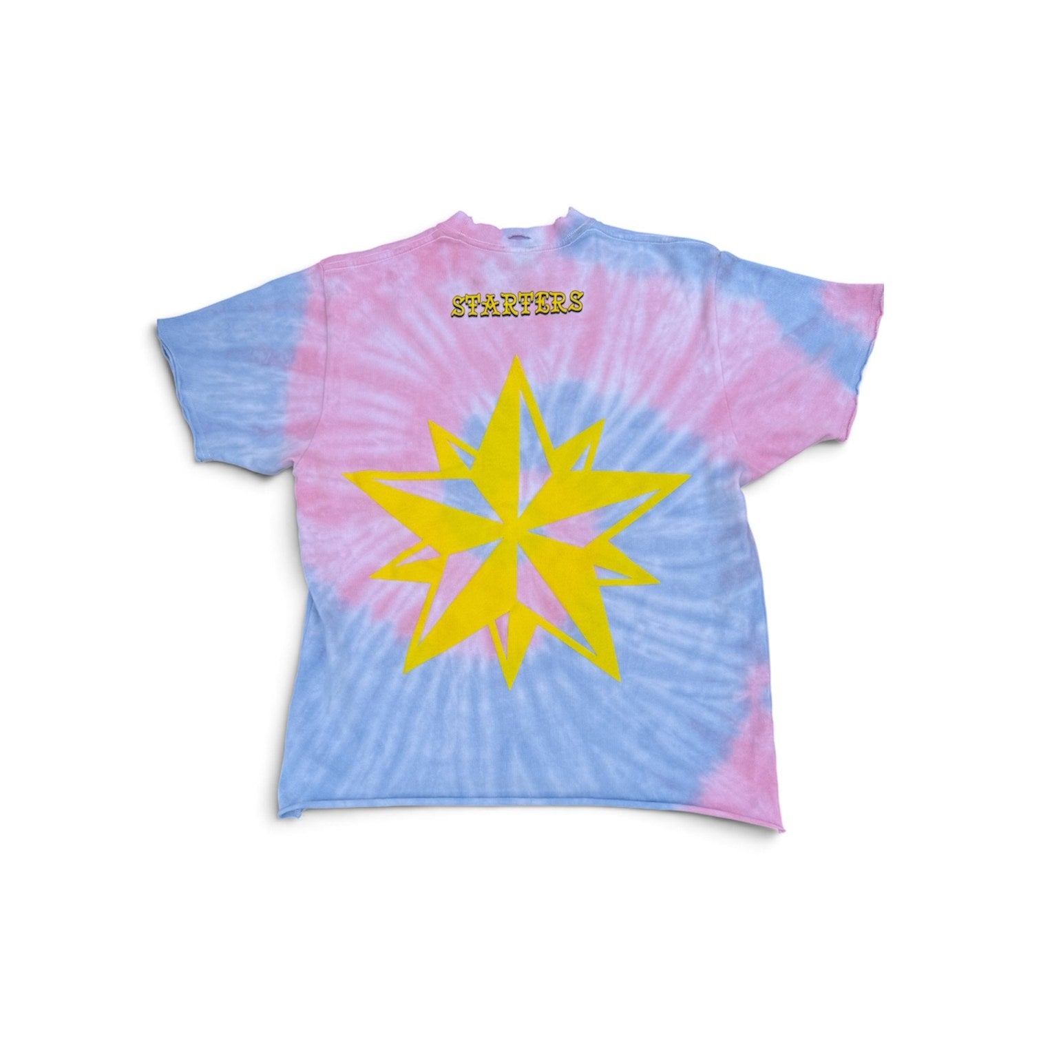 Tie Dye Name Tag Tee, back with Starters logo and yellow star